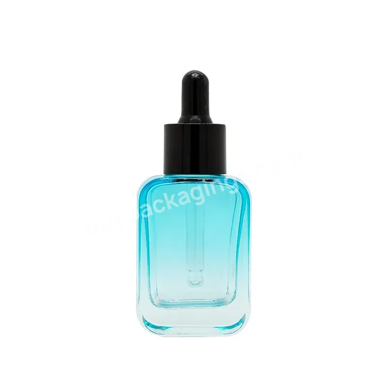 Square Clear Pink Glass Dropper Bottle 30ml Square Serum Bottle Glass Perfume Oil Bottle