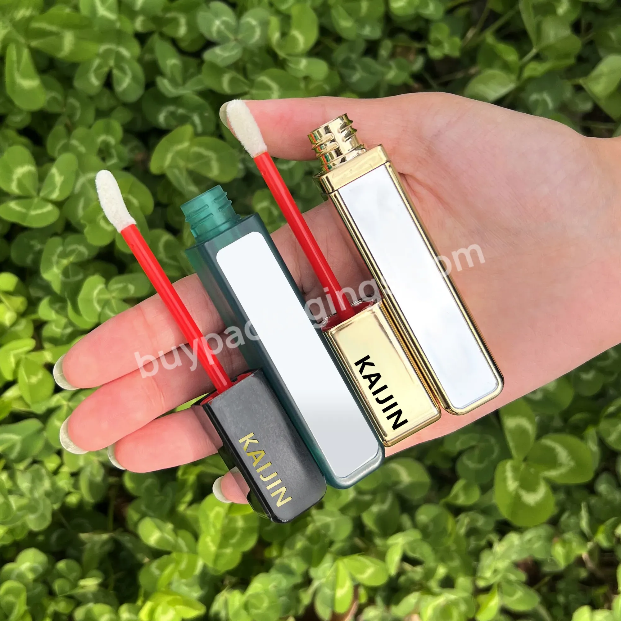 Square Empty Lip Gloss Tube For Cosmetic Packaging 5ml Lipgloss Tube With Mirror Gold Lipgloss Container