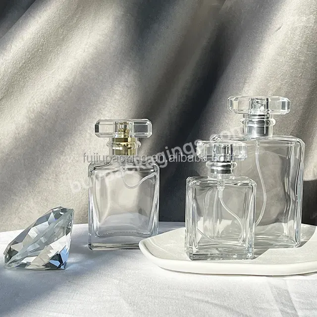 Square Empty Luxury Gold Cap Parfum Packaging Bottle Spray Atomizer Glass Perfume Bottle