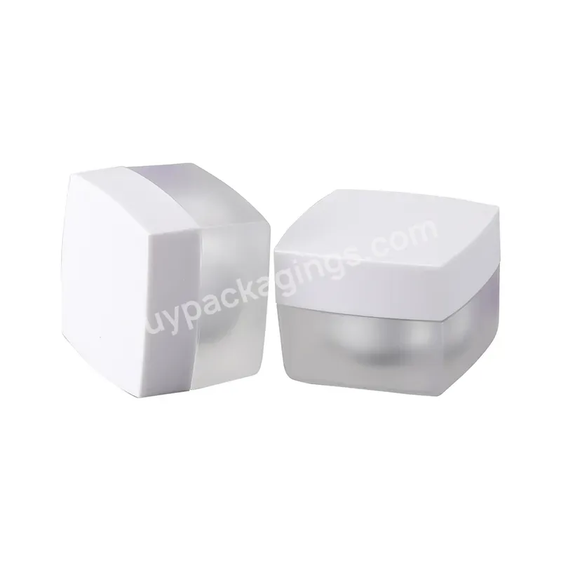 Square Frosted Acrylic Rotary Switch Cream Container Transparent Cosmetic Jar With Lid