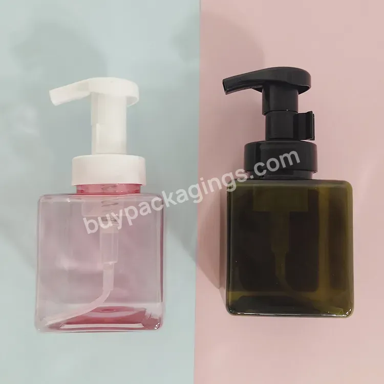 Square Shape Pump Cosmetic Package 250ml 500ml Pet Soap Face Wash Amber Black White Foaming Bottle Plastic Bottle For Skin Care