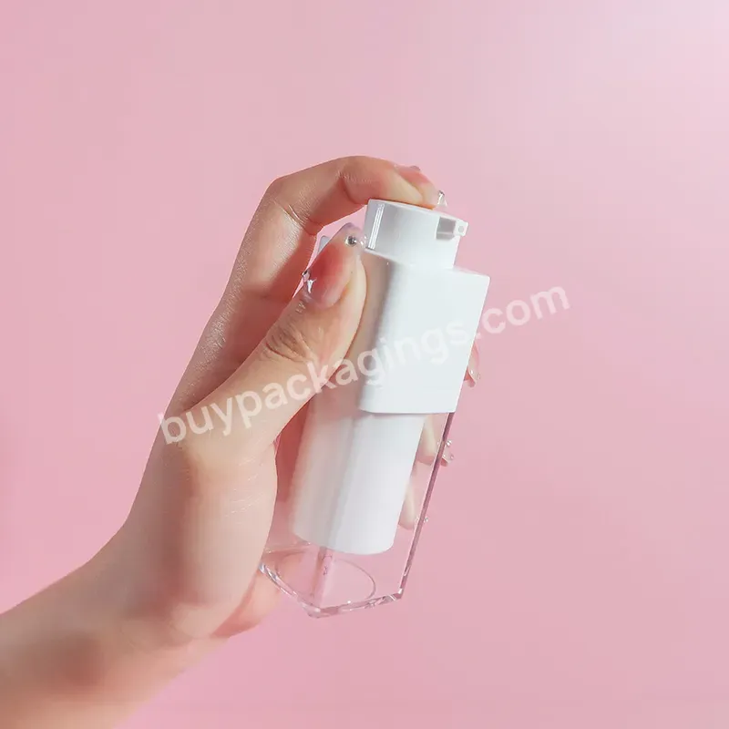 Square Shape Skin Care Packaging White Pump Plastic Airless Bottle For Serum Essential Oil Lotion 5ml 30ml 50ml