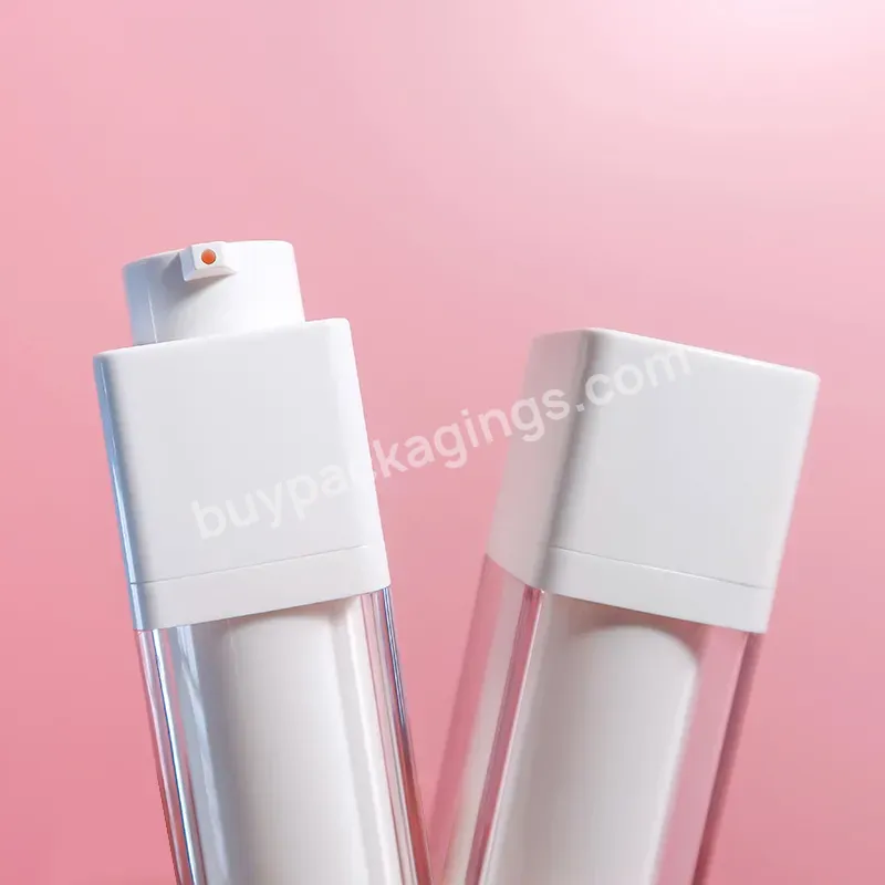 Square Shape Skin Care Packaging White Pump Plastic Airless Bottle For Serum Essential Oil Lotion 5ml 30ml 50ml