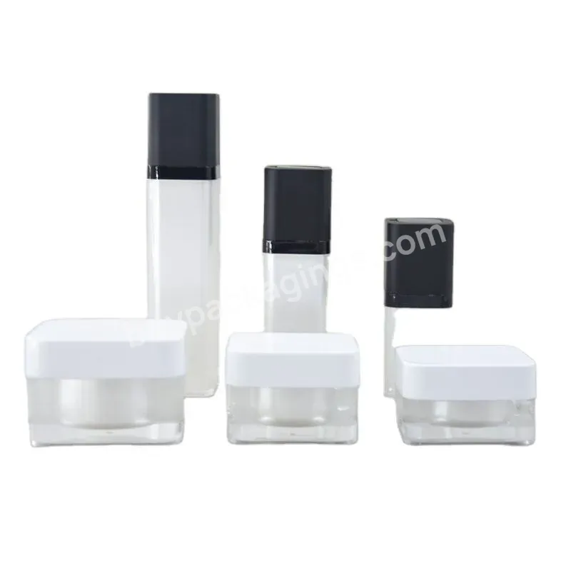 Square Skincare Packaging Set White Airless Bottle And Jar Vacuum Lotion Bottle With Disc Cap Free Sample Empty Cream Jar