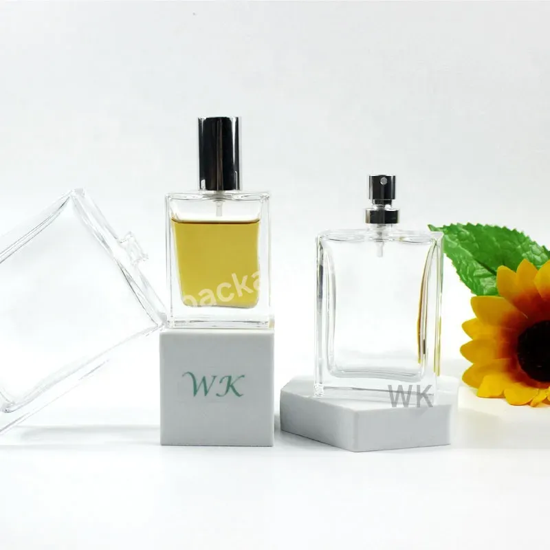 Square Spray Perfume Glass Bottle Cosmetic Glass Perfume Crimp Type Sprayer 30ml 50ml 100ml Glass Perfume Bottle