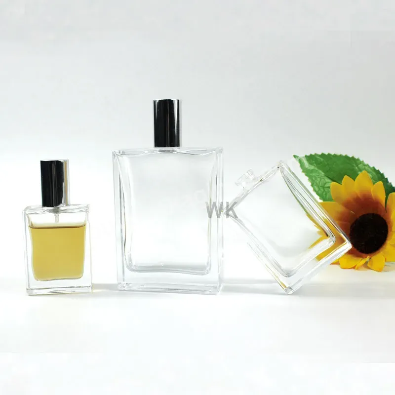 Square Spray Perfume Glass Bottle Cosmetic Glass Perfume Crimp Type Sprayer 30ml 50ml 100ml Glass Perfume Bottle