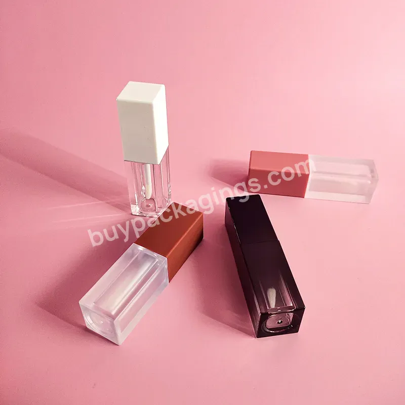 Square Tube Lip Gloss Tubes Lip Gloss Packaging White Cap Square Lip Gloss Tube Custom Logo