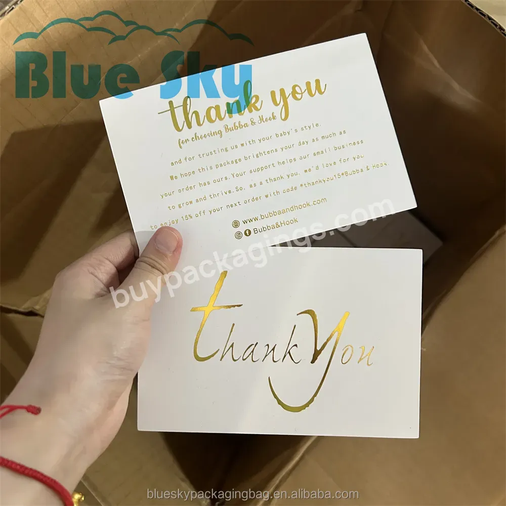 Stamping Process Material Wholesale Custom Luxury Cute Fashion Style Standard Size Printed Business Card Thank You Card