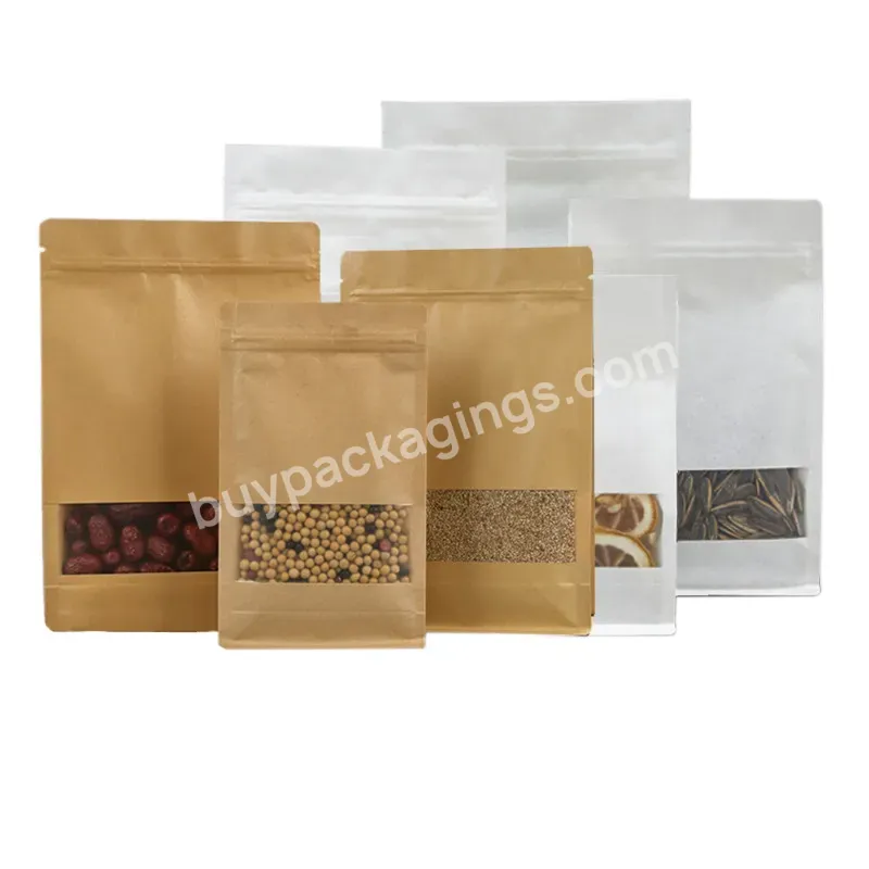Stand Up Bag Zipper Coffee Packaging With Valve Kraft Paper Pouch
