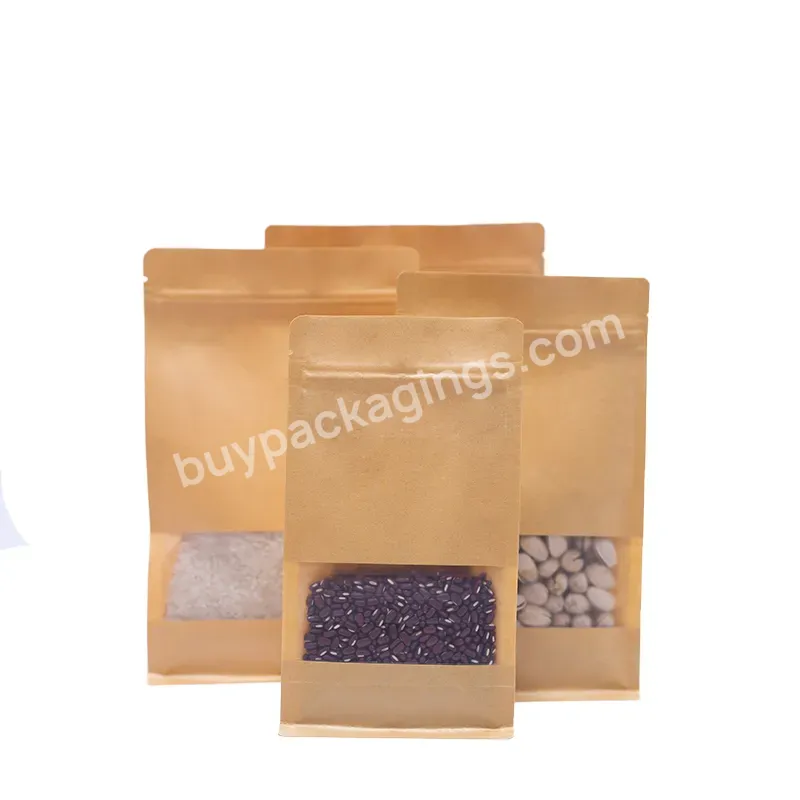 Stand Up Bag Zipper Coffee Packaging With Valve Kraft Paper Pouch