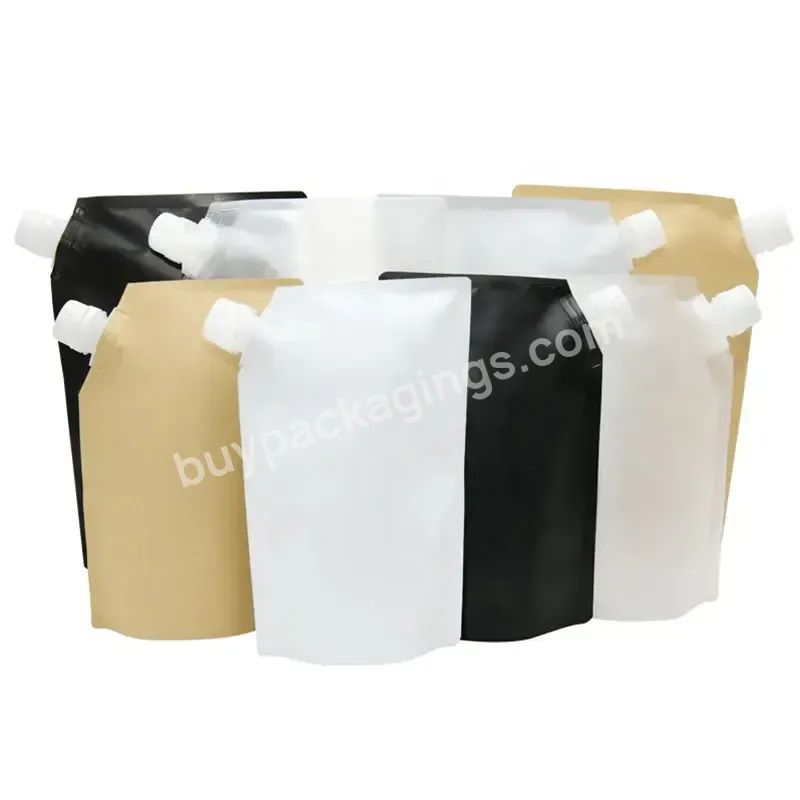 Stand Up Pouch With Spout Kraft Paper Bags Plastic Packaging Bags For Business Customized Logo Printed Beverage Liquid Edibles