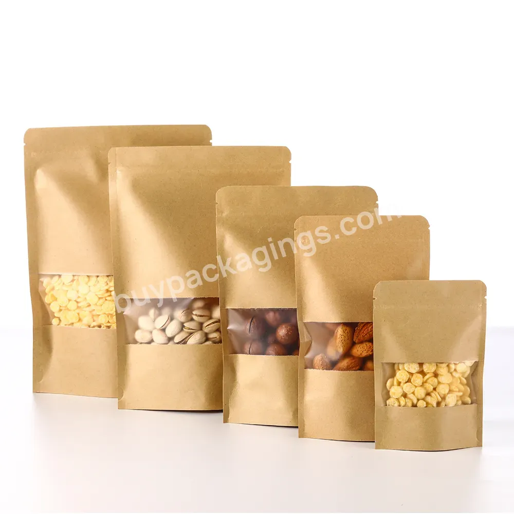 Stand Up Pouch,Kraft Paper Bags Food Grade,Doypack With Oval Transparent Window