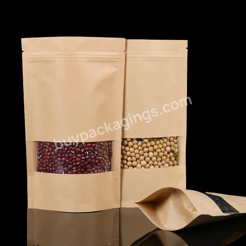 Stand Up Ziplock Paper Bags Food Fresh Frosted 20*30+5 Window Paper Bag
