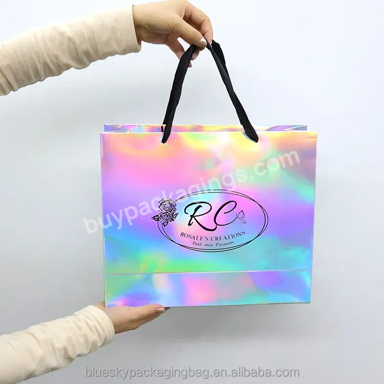 Star Products Custom Clothing Holographic Shopping Bag Gift Paper Bag Packaging And Disposal Luxury Bags Wedding/jewelry