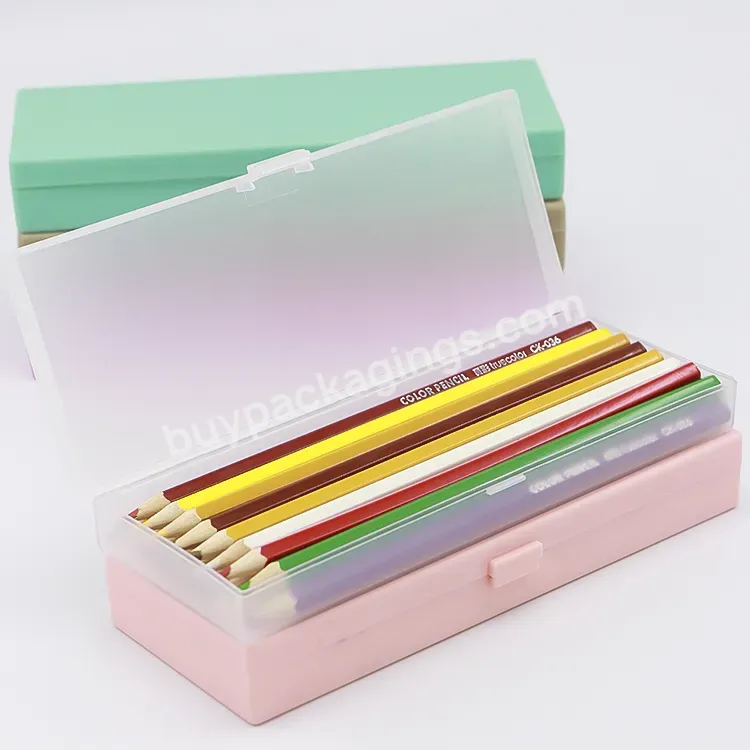 Stationery Box Clear Plastic Color Cryon Ballpoint Pen Box Storage Pencil Case Custom Printed Pen Case - Buy Pencil Case,Pencil Box,Stationery Box.