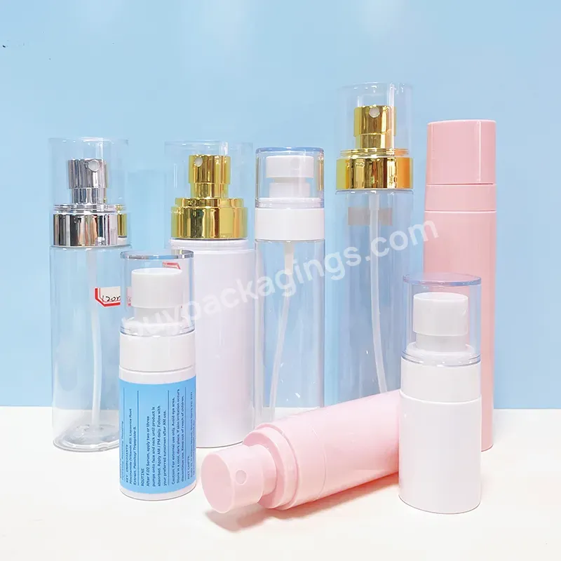 Stock 60ml 80ml 100ml Frosted Fine Mist Spray Bottle Pet Flat Top Plastic Bottle High Quality Pink Plastic Bottle