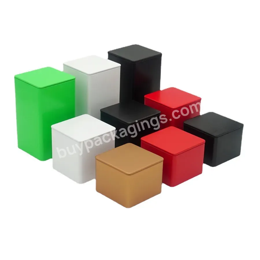 Stock 85*85*85mm 85*85*150mm Square Tea Storage Container Metal Tin Packaging Gift Box