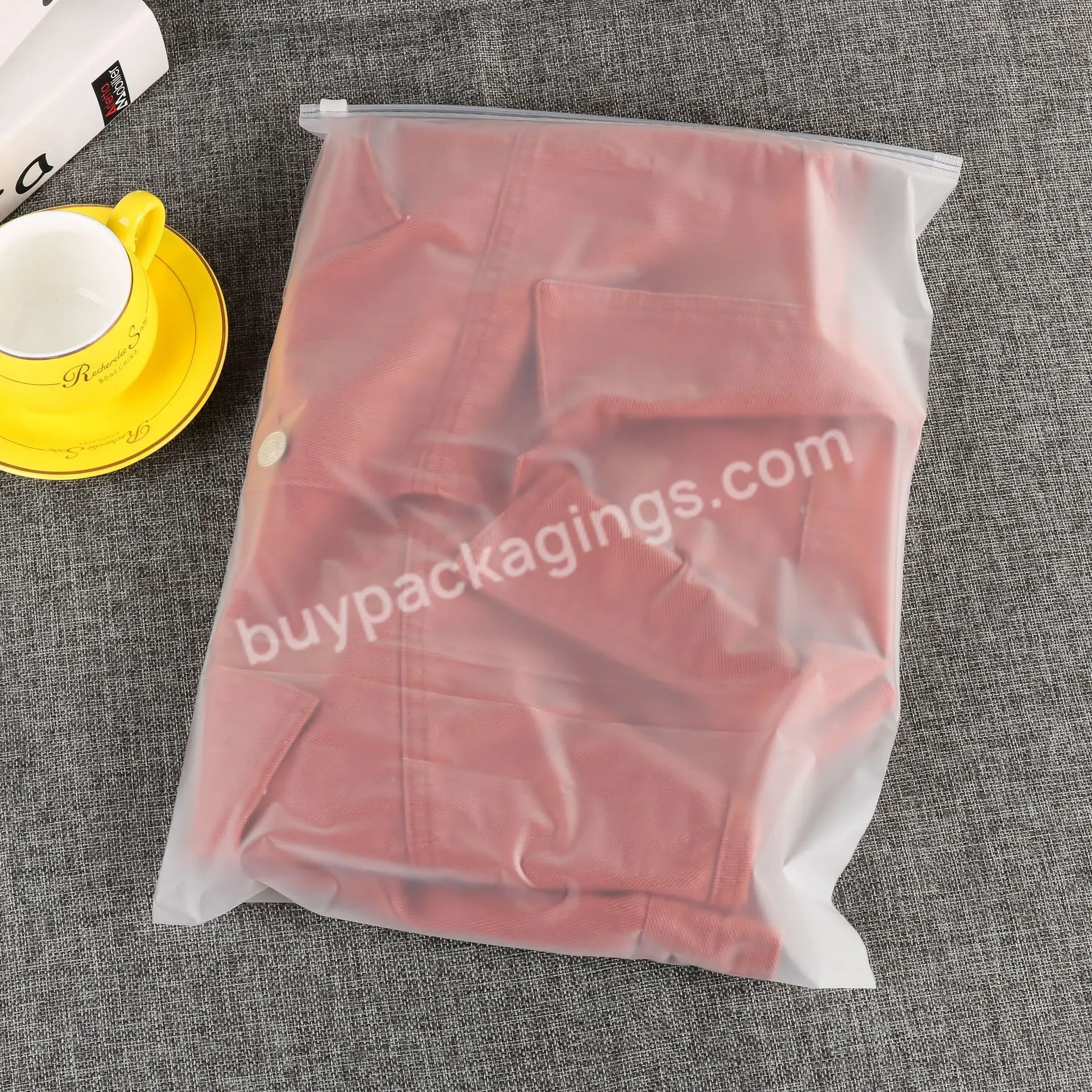 Stock Clear Plastic Lock Printed Poly Bags Custom Logo Frosted Pe Zipper Bag