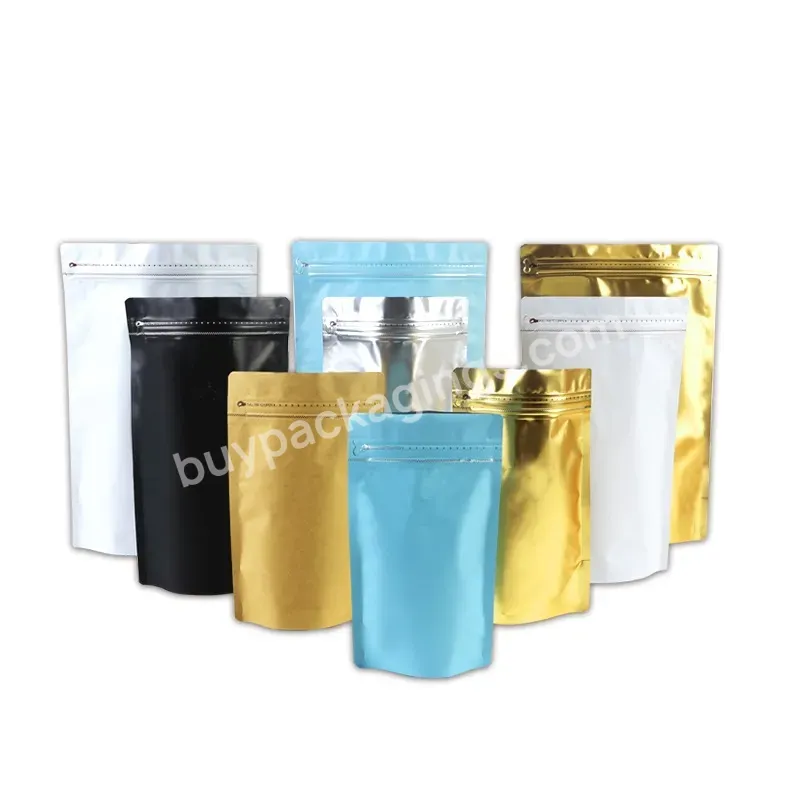 Stock Colorful Waterproof Foil Mylar Bags Aluminium Clear White Ziplock Food Packaging Stand Up Bag With Zipper