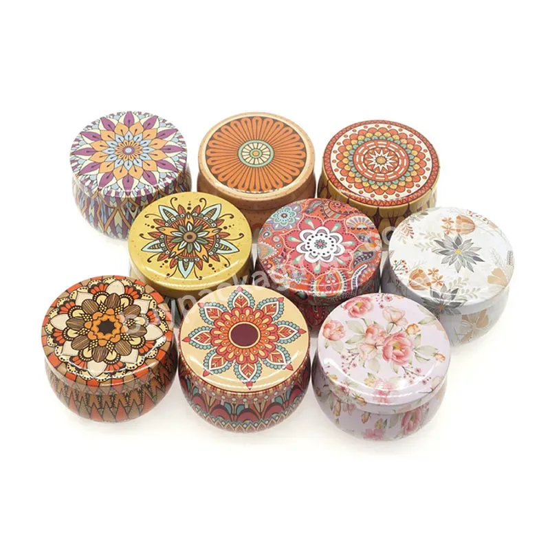 Stock Low Moq High Quality Round Metal Candy Tins Box Custom Round Scented Candle Tins Box With Lid