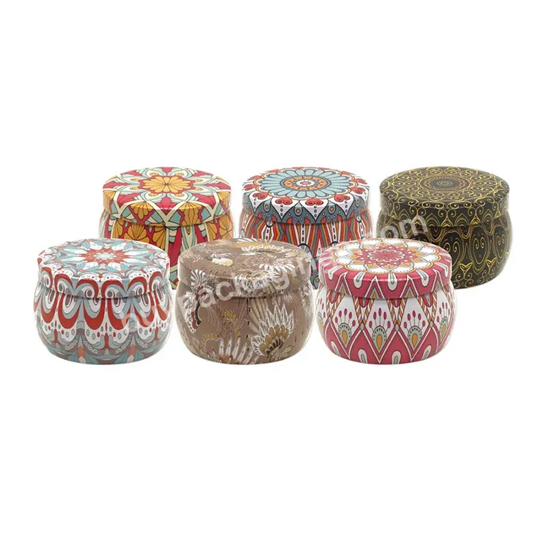 Stock Low Moq High Quality Round Metal Candy Tins Box Custom Round Scented Candle Tins Box With Lid