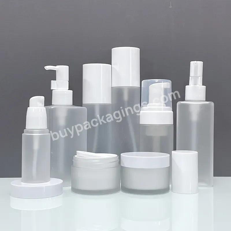 Stock Matte Cosmetic Container Set 120ml Toner 100ml Emulsion 40ml Essence Lotion Bottle Frosted 50g Cream Jar