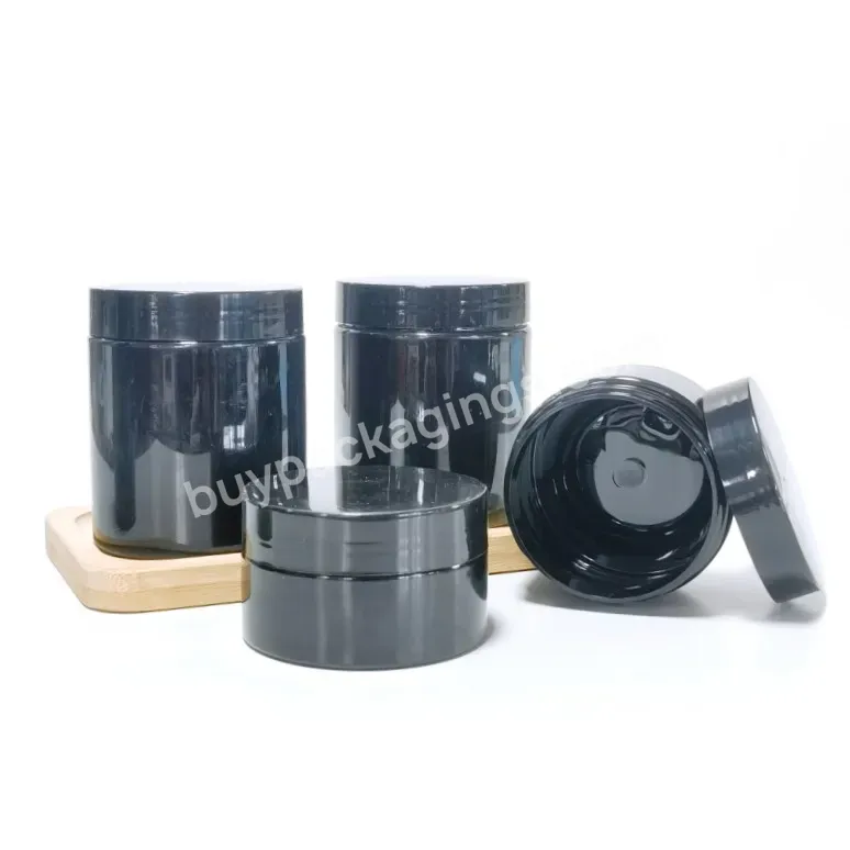 Stock Pet Plastic 50ml 100ml 120ml 150ml 200ml 250ml 300ml 500ml 8 Oz Black Cosmetic Jar For Cream Cosmetic Packaging Container