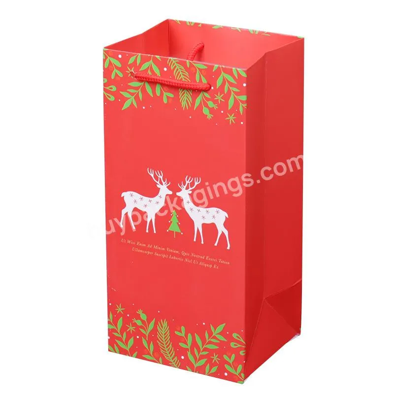 Stock Ready Wholesale  To Ship Cartoon Kids Santa Claus Christmas Paper Candy Merry Gift Paper Bag