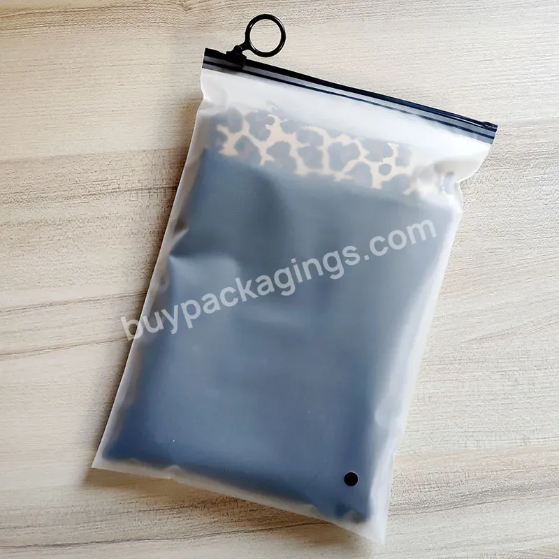 Stock Repeatable Zipper Zip Lock Frosted Pe Plastic Garment Packaging Bag For Underwear Socks Shirt Hat