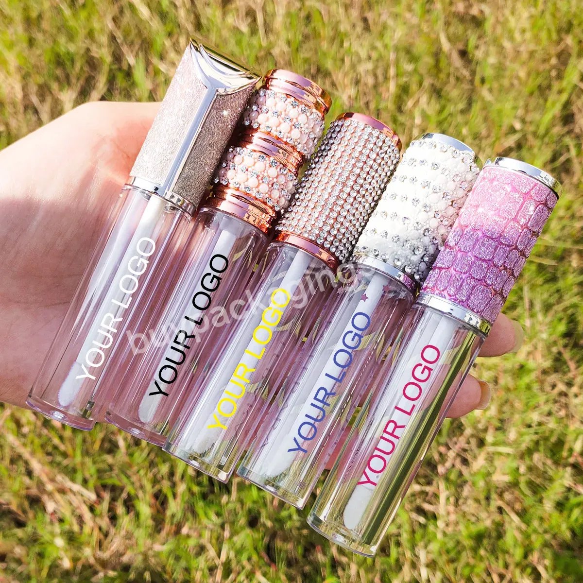 Stock Round Pearl Top Rose Gold Silver Metallic 6ml Unique Lipgloss Containers Custom Logo Luxury Lip Gloss Tube