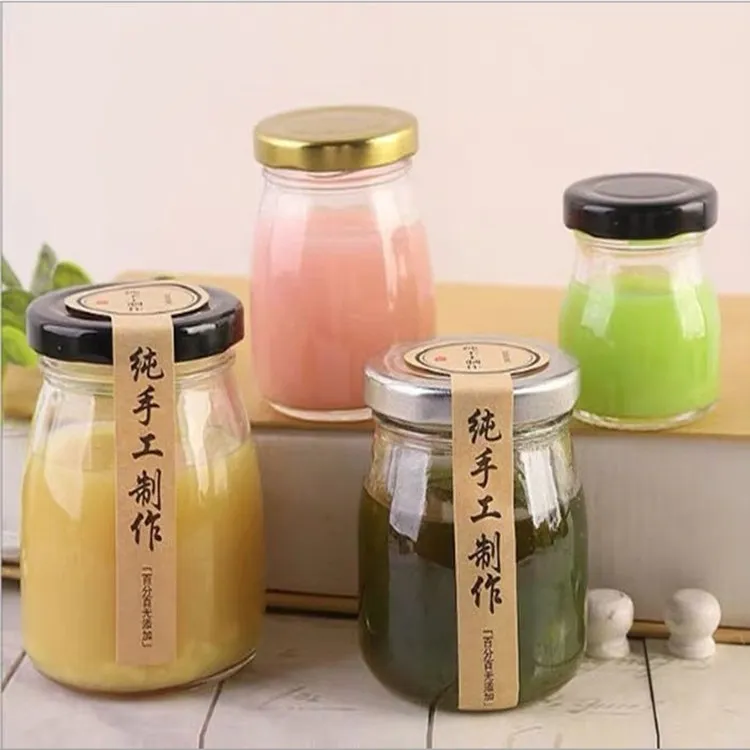 Stock supply glass bottle silk mouth pudding cup yogurt bird's nest bottle jelly cup sweet honey pudding bottle glass