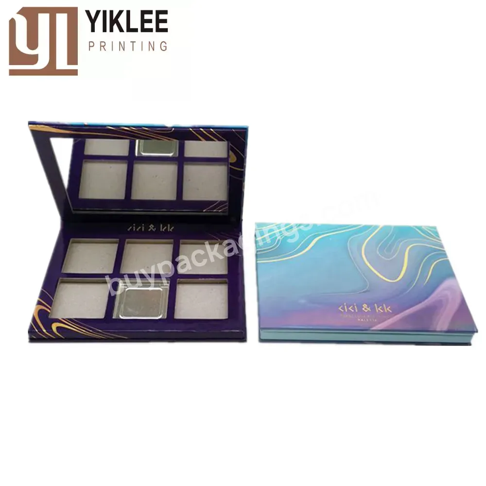 Storage Cosmetic Powder Container Palette Tray 9 Pans With Mirror Custom Black Empty Magnetic Plastic Eyeshadow Makeup Palette