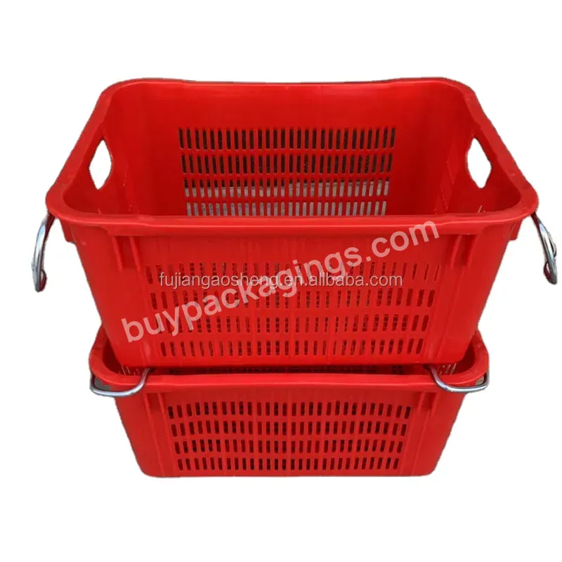 Storage Crate Box With Handle Food Grade Recycled Plastic Basket Vegetable And Fruit Plastic Milk Crates Logistics Packaging