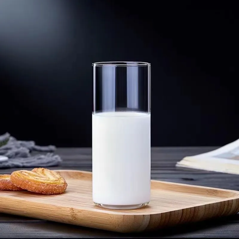 Straight Round Glass Mugs 350ML 450ML Milk Beverage Glass Cup