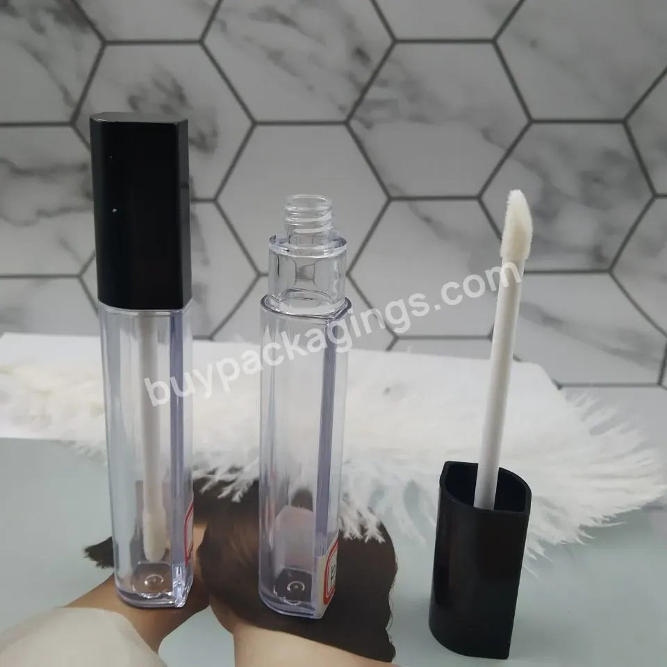 Strange Lip-shaped Black Cover With Brush Transparent Empty Lip Gloss Tube