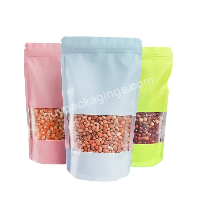 Strong Sealable Colorful Cute Plastic Bag Stand Up Pouch Frosted Window Food Customized Plastic Bag