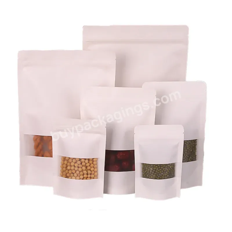 Strong Sealing Zipper Kraft Paper Chip Nuts Stand Up Bags Food Package Kraft Paper Bag