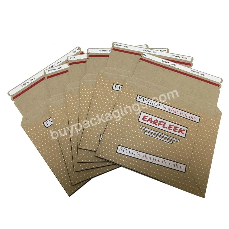 Strong Self Adhesive Custom Printing Stay Flat Cardboard Mailers Rigid Kraft Envelopes