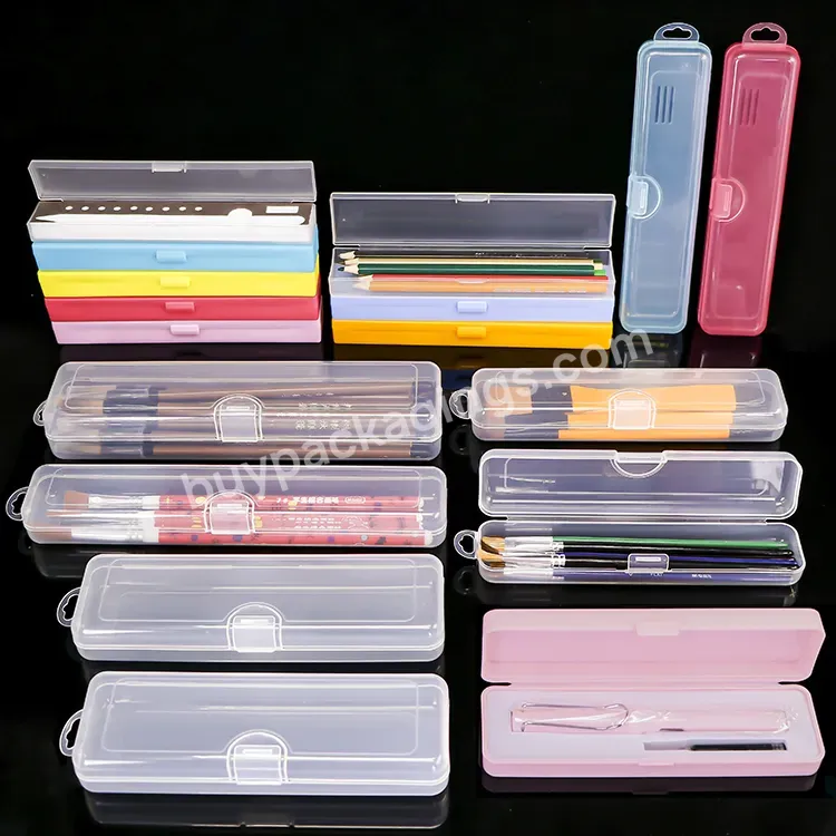 Students Pp Transparent Cute Stationery School Clear Plastic Small Box Snap With Lid Case Colored Pencil Box For Girls