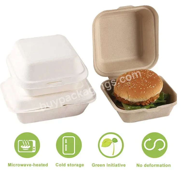 Sugar Cane Box Bagasse Material Food Grade Burger Box Custom Printed Food Packaging