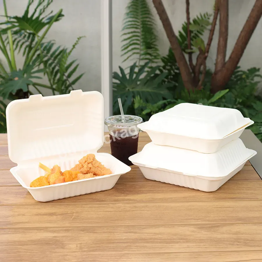 Sugar Cane Box Disposable Fast Food Bagasse Burger Box Biodegradable Food Box Personalized