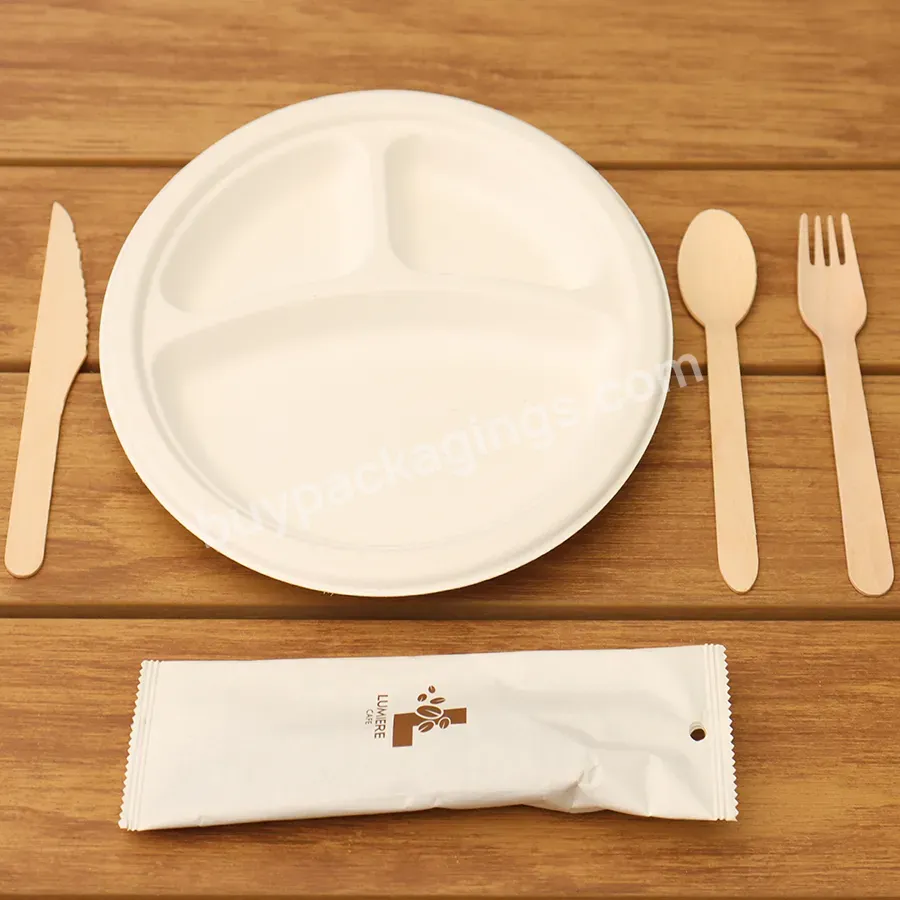 Sugarcane Bagasse Plates High Quality Bagasse Food Tray New Design Bagasse Cutlery