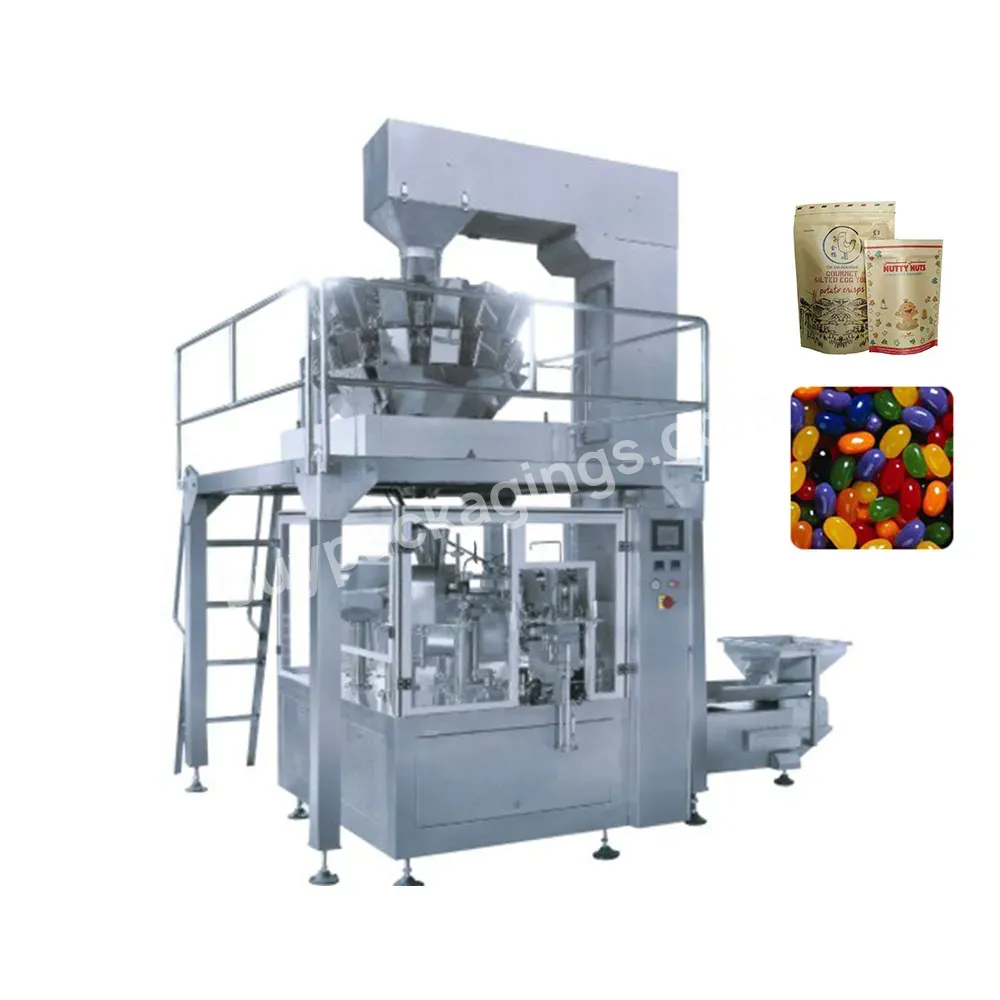 Sugars Hard Candy Achet Packing Machine Automatic Gummy Bear Small Sugar Beans Premade Bag Packaging Machine