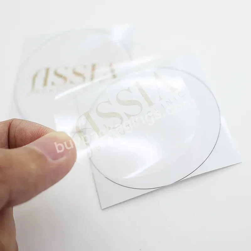 Super Low Moq Printing Custom Round Pvc Clear Transparent Logo Plastic Vinyl Stickers Label