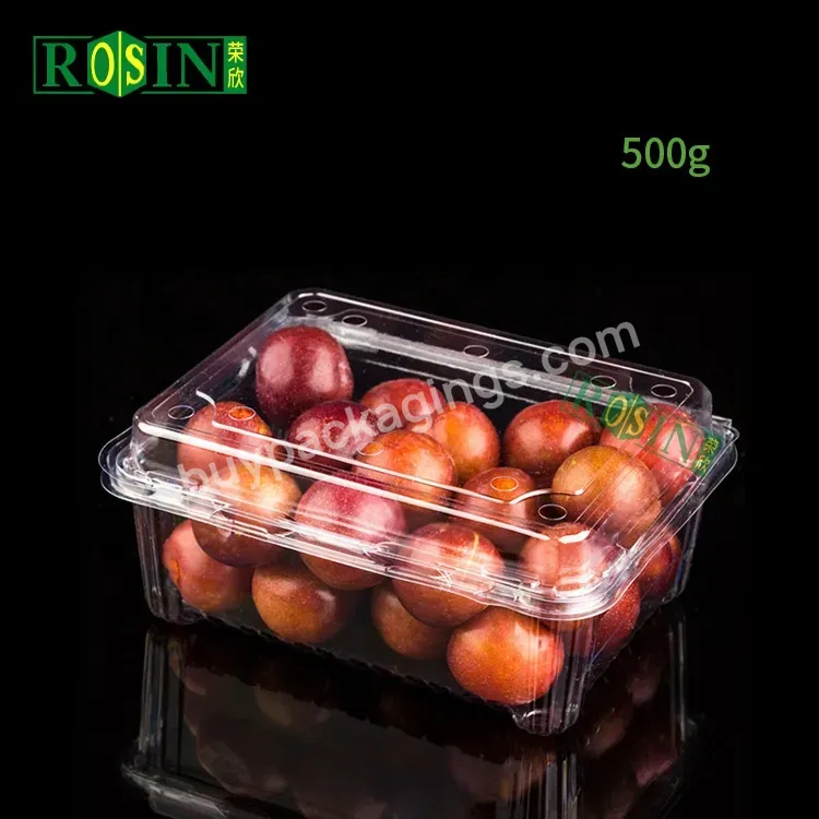 Supermarket Takeaway Disposable Clear Pet Hinged Clamshell Fruit Salad Food Packaging Container Plastic Fruits Box