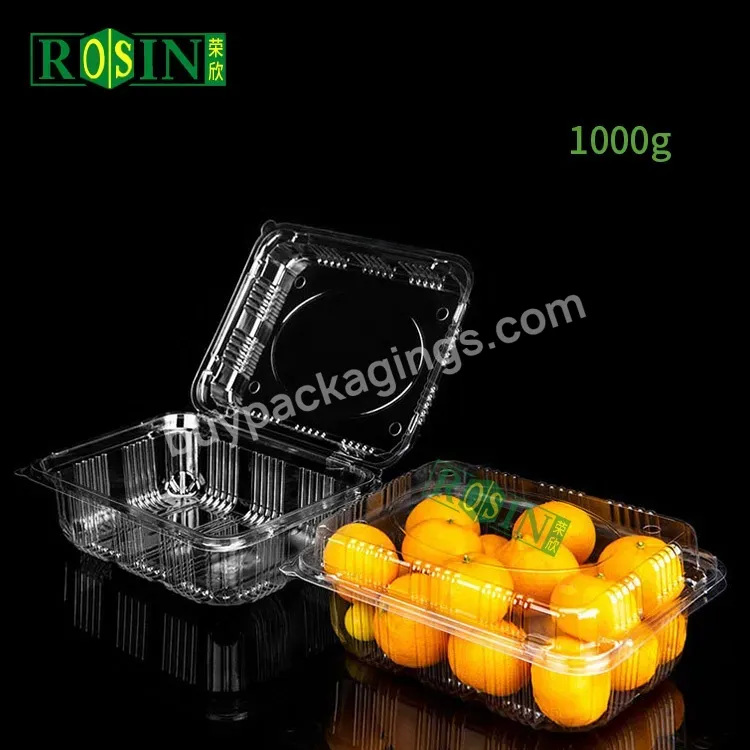 Supermarket Takeaway Disposable Clear Pet Hinged Clamshell Fruit Salad Food Packaging Container Plastic Fruits Box