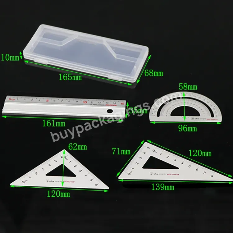 Supplies Box Triangle Ruler Protractor Ruler Storage Case Plastic Ruler Box Math Geometry Kit Set Geometry Tool Set Case