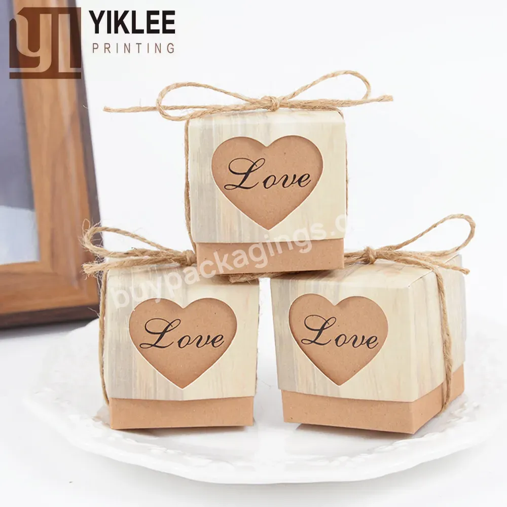 Supplies Wedding Birthday Party Decoration Rustic Boxes With Jute String Diy Love Heart Kraft Paper Candy Box Gifts Bags