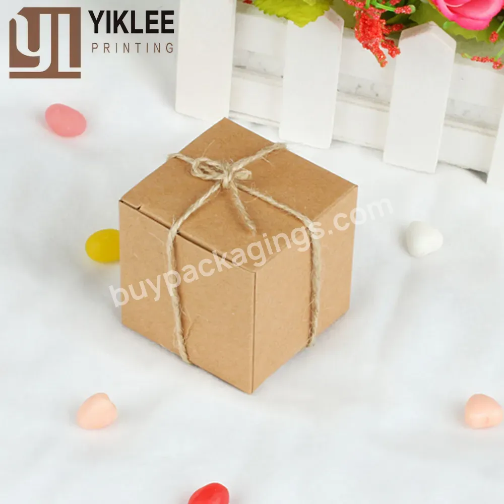 Supplies Wedding Party Favors Custom Logo 2" X 2" X 2" Candy Gift Box Gift Bags Wrapping Brown Kraft Boxes Square Box Paper