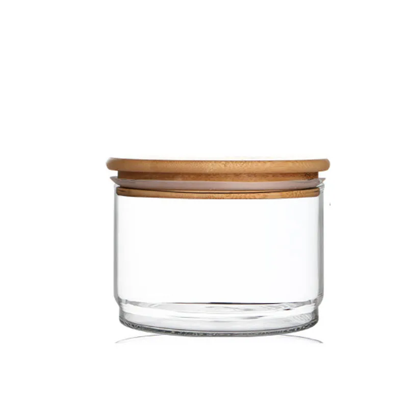 Supply Round Glass Storage Food Canister Jar With Bamboo Lids For Sale